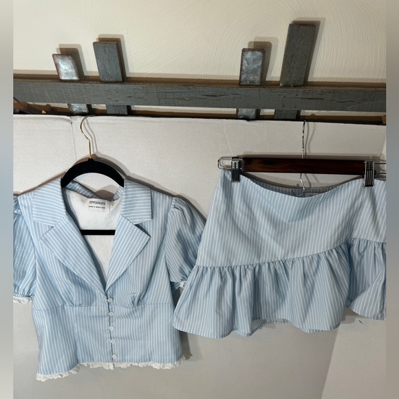 Peppermayo Dresses & Skirts - Peppermayo Blue Striped Two-Piece Set